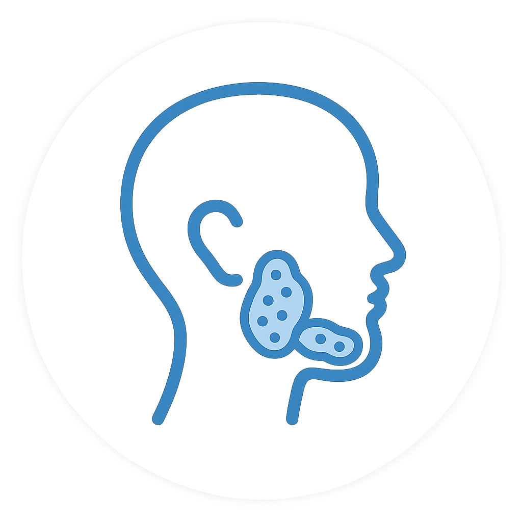 Icona stilizzata di mascella e mandibola per la chirurgia delle ghiandole salivari in Campania